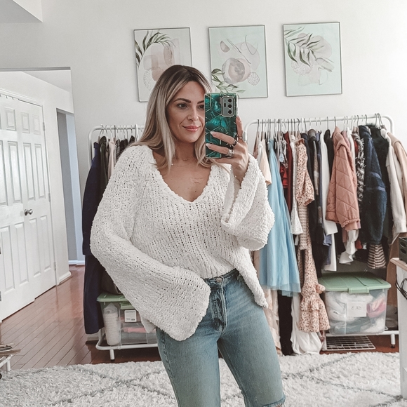 Free People Sweaters - Free People Ivory Sand Dunes V-Neck Sweater